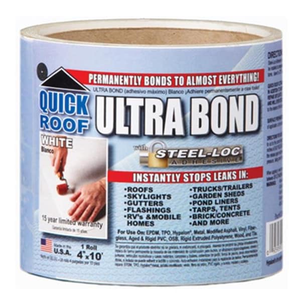 Cofair Products UBW410 4 in. X 10 ft. White Ultra Bond Instant Self-Adhesive Roof Repair 167049 - main